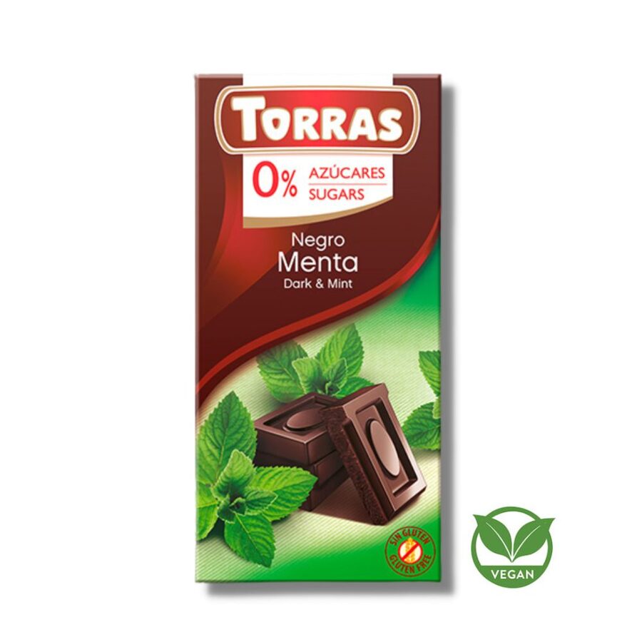 Tumšā šokolāde ar piparmētru bez pievienota cukura Torras, 75 g