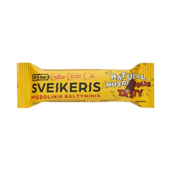 Mandeļu krēma batoniņš šokolādē bez pievienota cukura SVEIKERIS EP Bar, 50 g