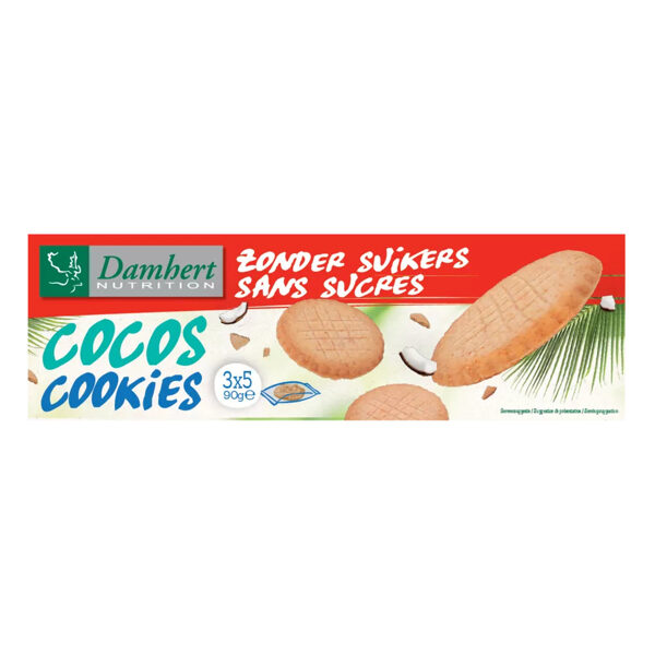 Kokosriekstu cepumi bez cukura Damhert, 90g