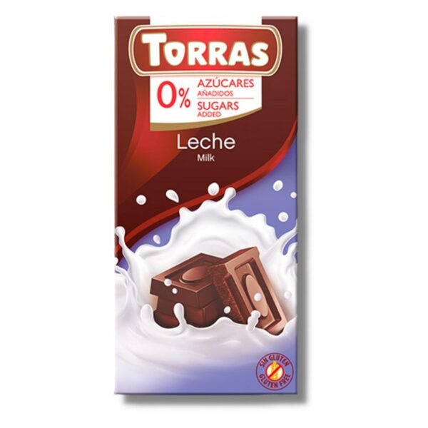 Piena šokolāde bez pievienota cukura Torras, 75 g
