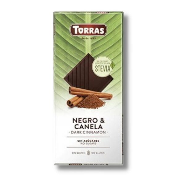 Tumšā šokolāde ar kanēli bez pievienota cukura Torras, 125 g