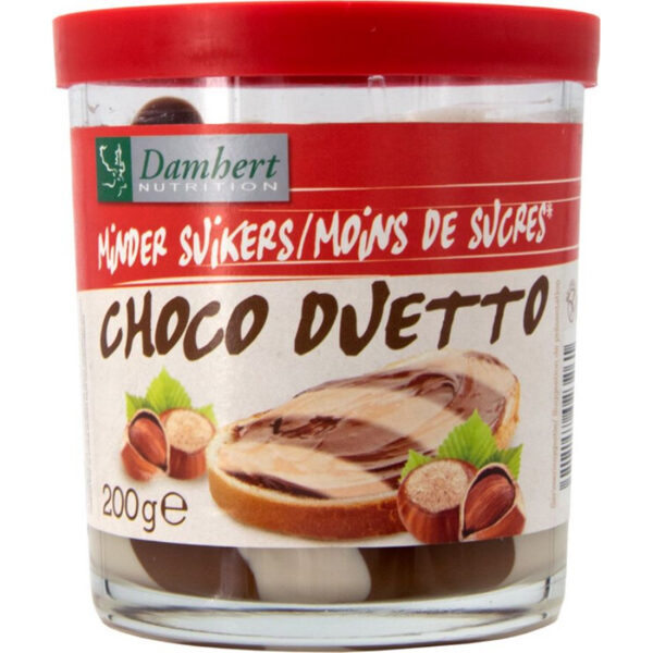 Choco Duetto šokolādes krēms ar samazinātu cukura daudzumu Damhert, 200 g 